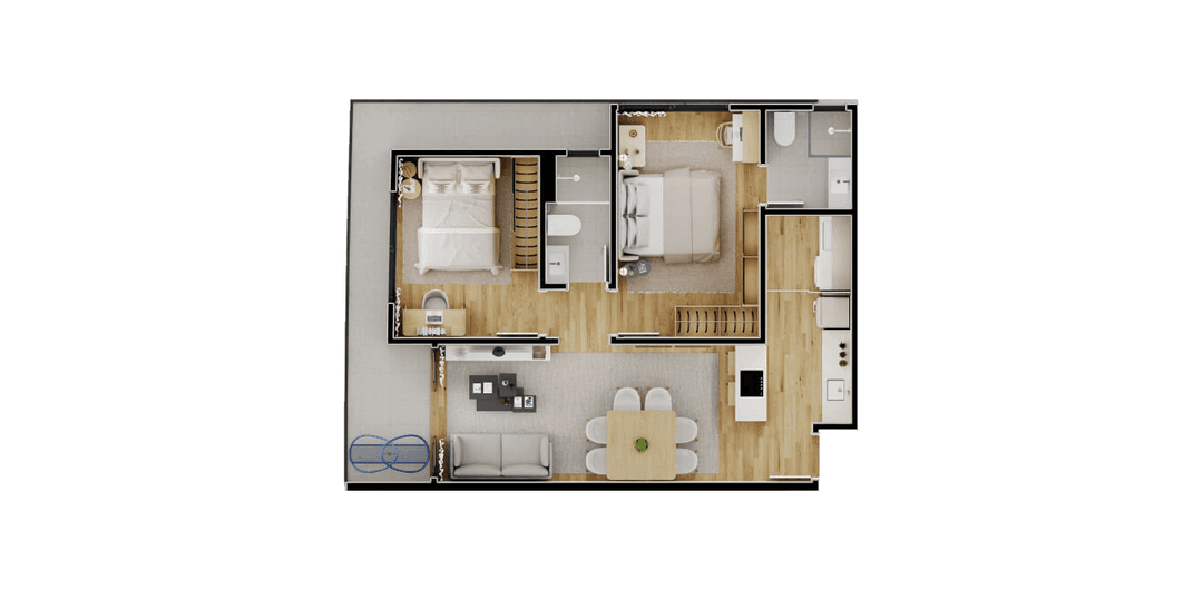 Planta 2 dormitório 67 a 79m²